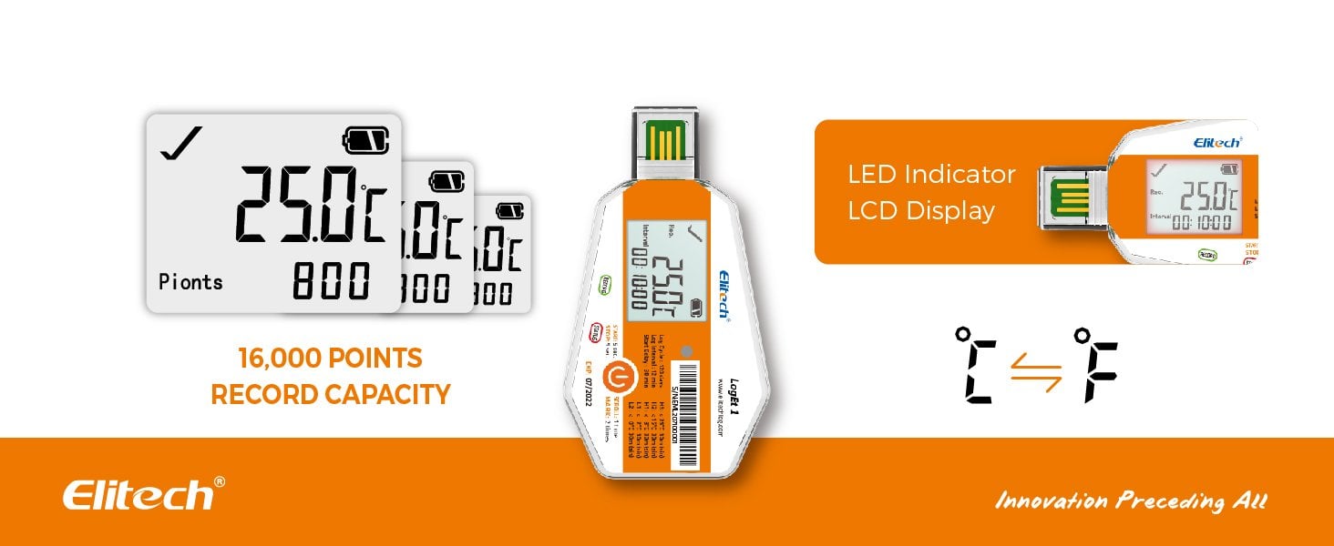 Elitech LogEt 1 Tek Kullanımlık Sıcaklık Veri Kaydedici -30... +70 °C