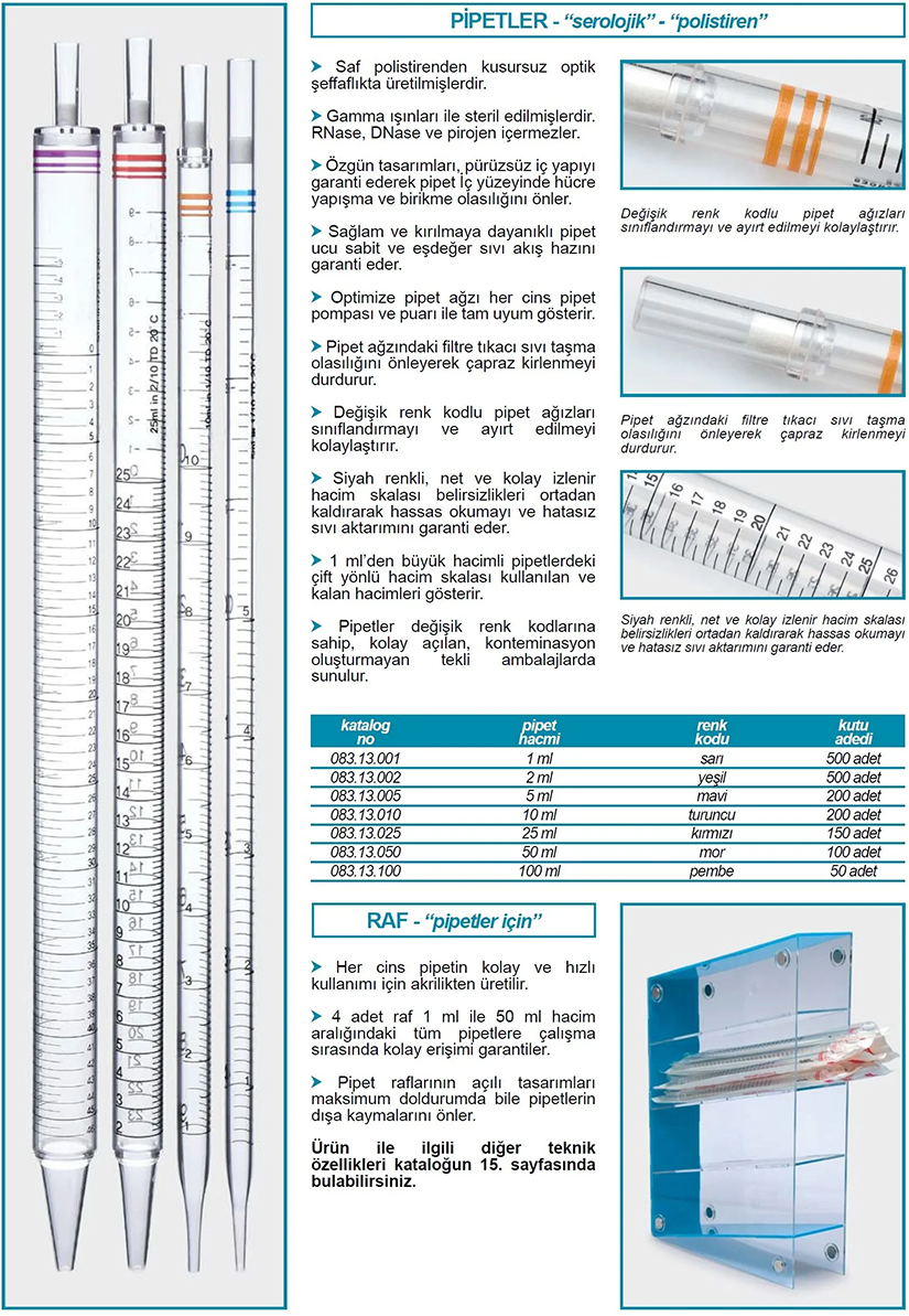 isolab serolojik pipetler